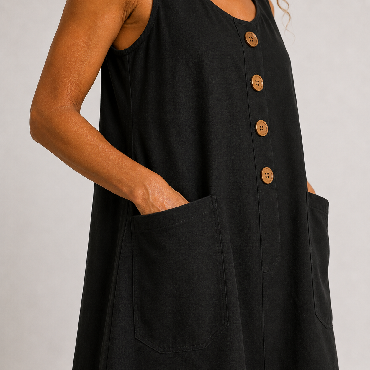 Marina - Vestido de algodón y lino
