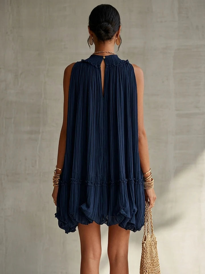 Camilla | Minivestido de gasa con cuello americano y falda globo