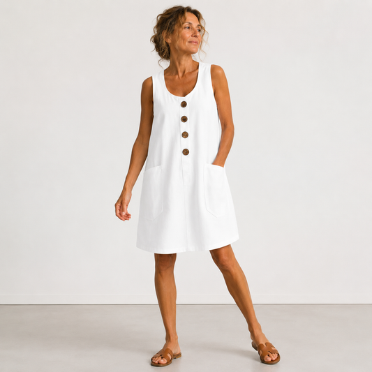 Marina - Vestido de algodón y lino