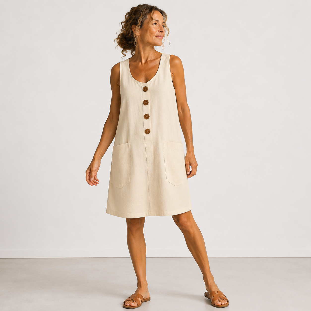 Marina - Vestido de algodón y lino