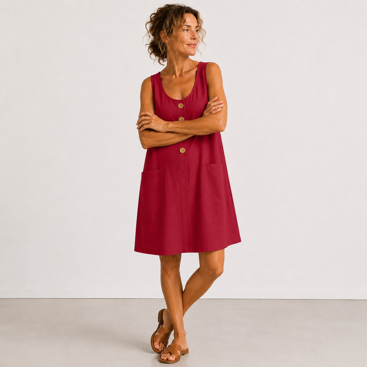 Marina - Vestido de algodón y lino