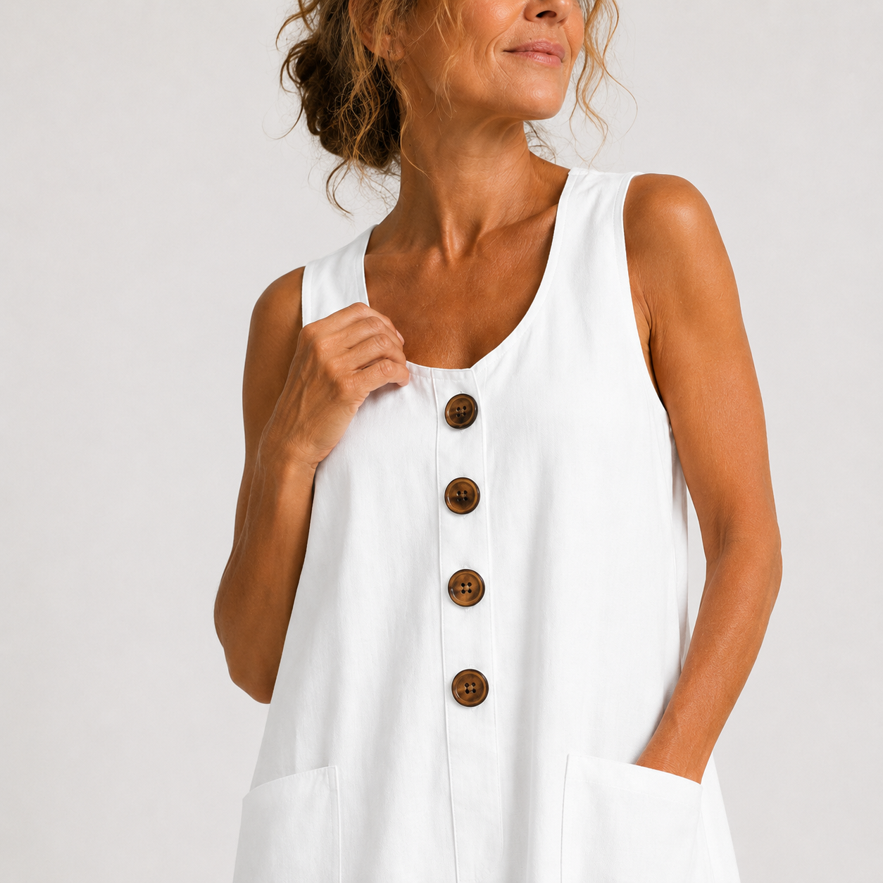 Marina - Vestido de algodón y lino