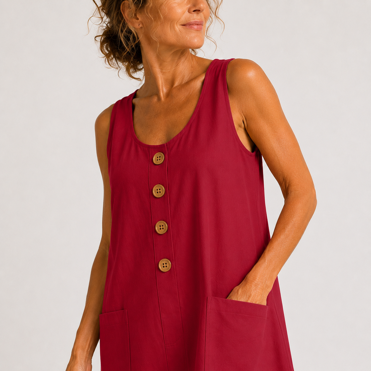 Marina - Vestido de algodón y lino