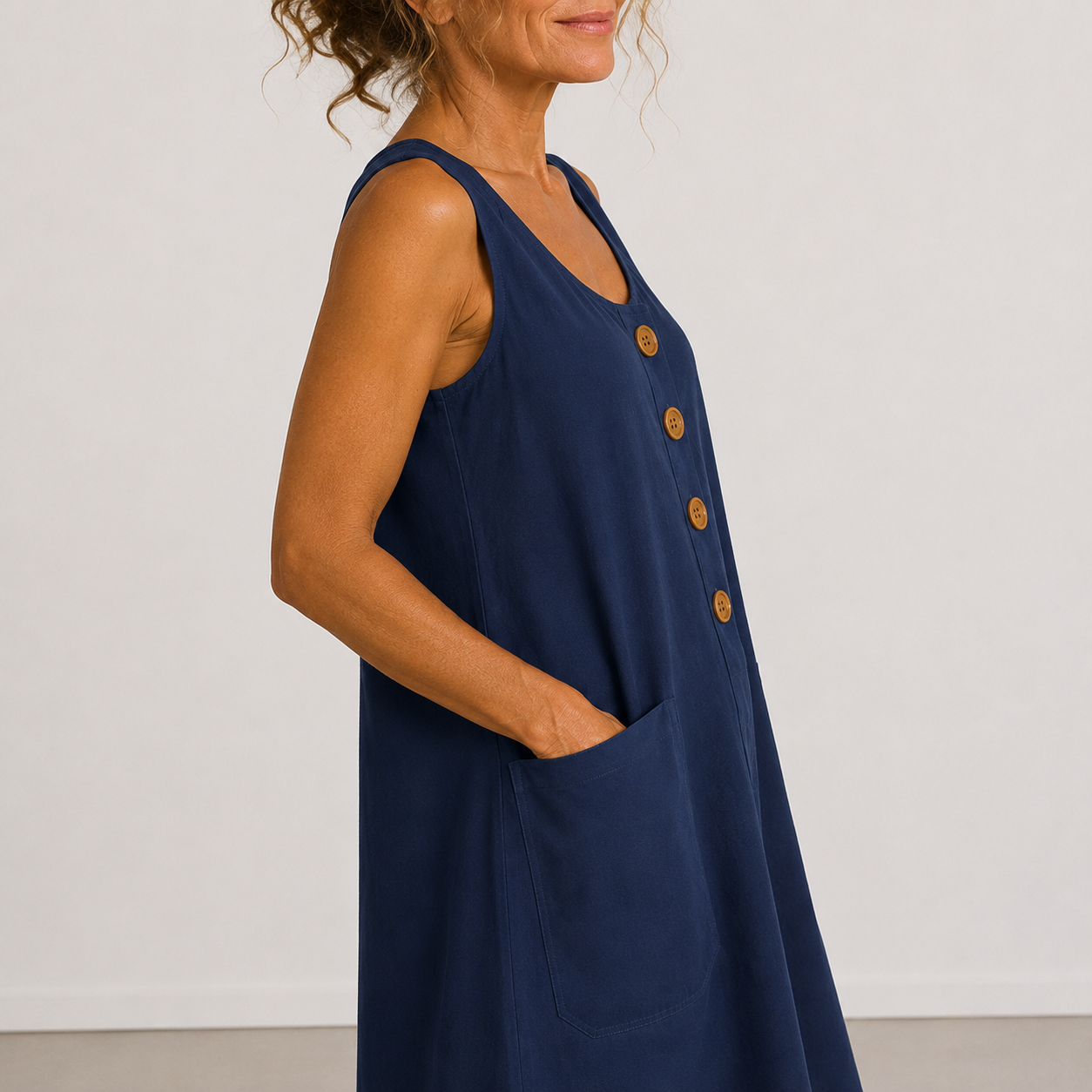 Marina - Vestido de algodón y lino