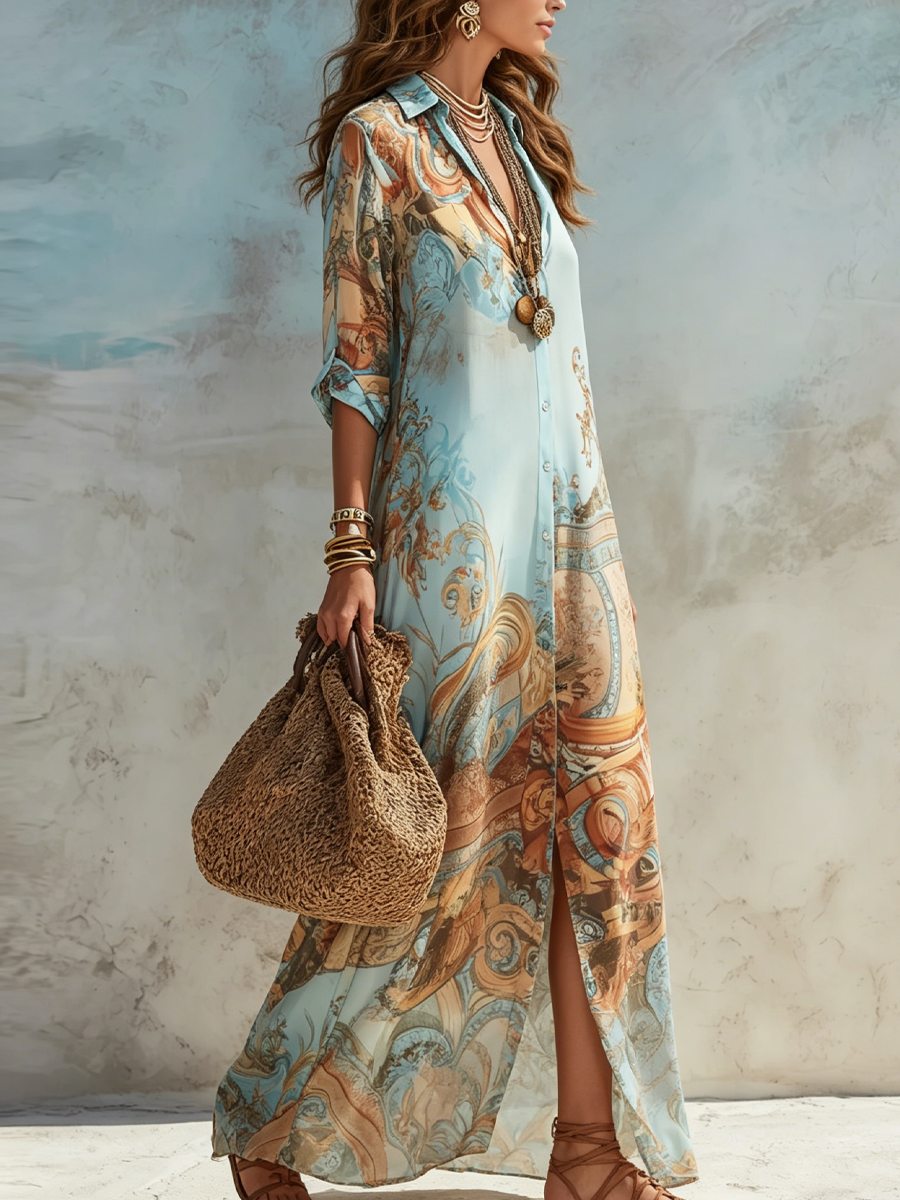 Lorna | Vestido tipo camisa Mediterráneo