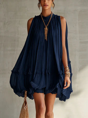 Camilla | Minivestido de gasa con cuello americano y falda globo