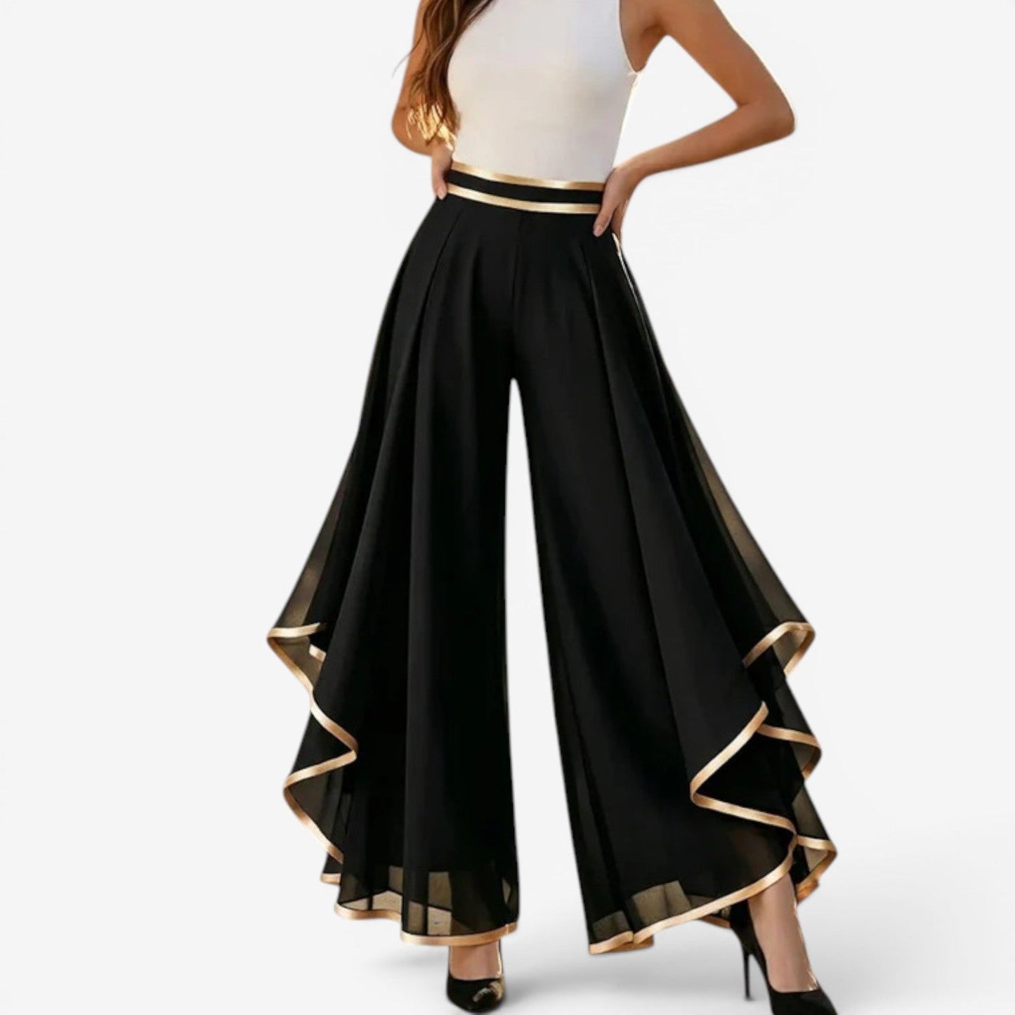 Ionna | Pantalones palazzo de gasa